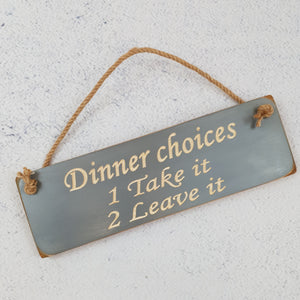 Personalised Gifts  - Hanging Sign - Dinner Choices