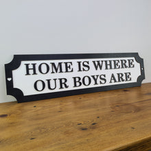 Load image into Gallery viewer, HOME IS WHERE OUR BOYS ARE - 3D Train/Street Sign