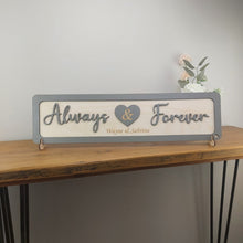 Load image into Gallery viewer, Personalised wooden sign- Always and Forever-3D-Wood Sign-Family Name Sign-Custom-Home Décor--Rustic Décor-Custom Sign