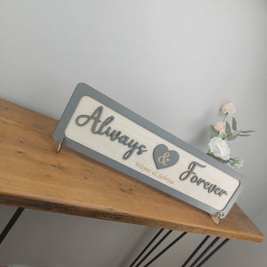 Personalised wooden sign- Always and Forever-3D-Wood Sign-Family Name Sign-Custom-Home Décor--Rustic Décor-Custom Sign