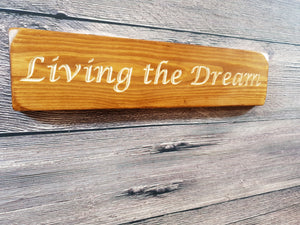 Personalised Gifts for Friends -Small Wooden Sign - Living The Dream