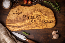 Load image into Gallery viewer, Personalised Olive Wood Chopping/Cheese Board-Wedding/Anniversary gift