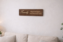 Load image into Gallery viewer, Personalised Gift-Handmade-Family Where life begins and love never ends Sign