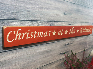 Personalised Christmas Gifts -Long wooden sign- Merry Christmas Sign