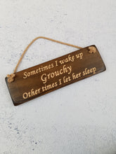 Load image into Gallery viewer, Personalised Gifts For Her - Hanging Sign - Wake Grouchy