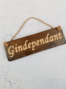 Personalised Gifts For Her - "Gindependant" Hanging sign - Ideal Presents for Gin Lovers
