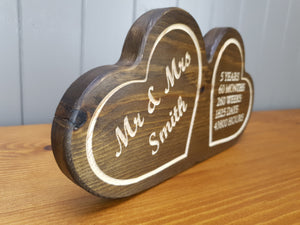 Wedding Anniversary Gifts - Wooden Hearts