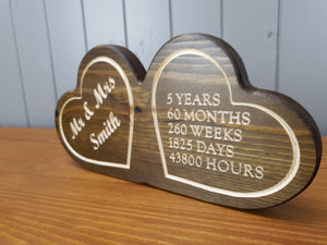 Wedding Anniversary Gifts - Wooden Hearts