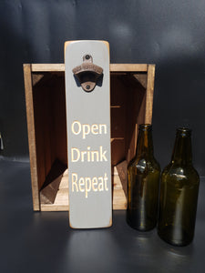 Open Drink Repeat - Bottle opener - Gifts For Him - Wooden Bottle Opener - Fathers Day - Gift idea