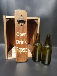 Open Drink Repeat - Bottle opener - Gifts For Him - Wooden Bottle Opener - Fathers Day - Gift idea