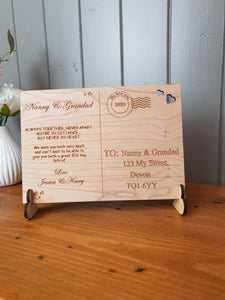 Wooden Post card - Personalised - Special gift