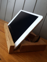 Load image into Gallery viewer, iPad/Tablet/Mobile phone holder stand Personalised Oak wood desk organizer