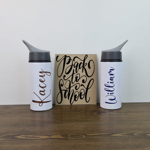 Personalised Premium Drinks Bottle - Aluminium Personalised Water Bottles - Back to school bottle.