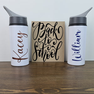 Personalised Premium Drinks Bottle - Aluminium Personalised Water Bottles - Back to school bottle.
