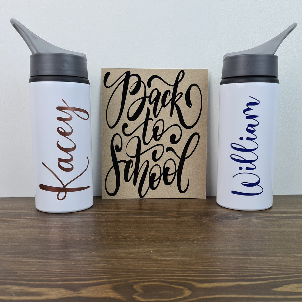 Personalised Premium Drinks Bottle - Aluminium Personalised Water Bottles - Back to school bottle.