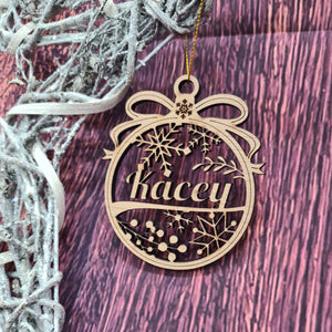Customised Name Bauble Wooden Christmas Tree Decoration