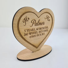Load image into Gallery viewer, Wooden freestanding Anniversary heart