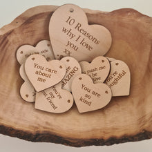 Load image into Gallery viewer, Reasons Why I Love You - Personalised Wooden Box with Hearts, Anniversary Gift, Birthday Gift, Gift for Her, Gift for Him, Valentine&#39;s Day