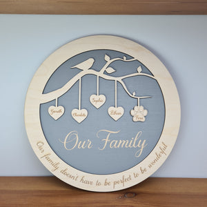 Personalised Family Birch Sign - 3D