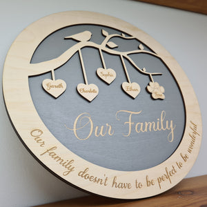 Personalised Family Birch Sign - 3D