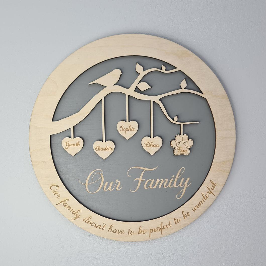 Personalised Family Birch Sign - 3D