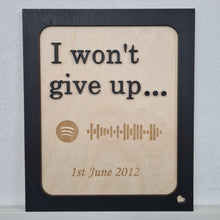 Load image into Gallery viewer, Wooden 3D Sign - Song lyrics sign - Wedding gift - Anniversary gift - Personalised Gift - Wooden sign - Spotify scan code