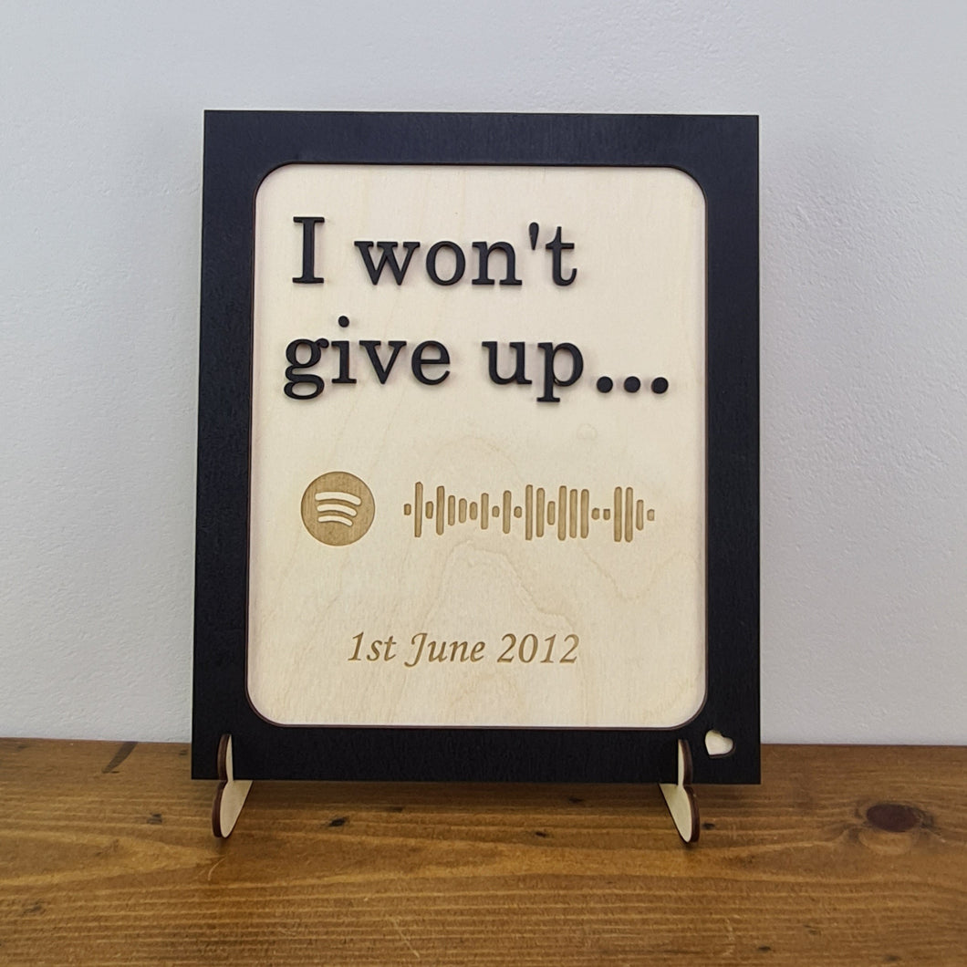 Wooden 3D Sign - Song lyrics sign - Wedding gift - Anniversary gift - Personalised Gift - Wooden sign - Spotify scan code