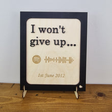 Load image into Gallery viewer, Wooden 3D Sign - Song lyrics sign - Wedding gift - Anniversary gift - Personalised Gift - Wooden sign - Spotify scan code