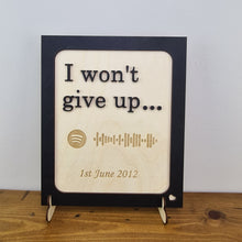 Load image into Gallery viewer, Wooden 3D Sign - Song lyrics sign - Wedding gift - Anniversary gift - Personalised Gift - Wooden sign - Spotify scan code