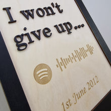 Load image into Gallery viewer, Wooden 3D Sign - Song lyrics sign - Wedding gift - Anniversary gift - Personalised Gift - Wooden sign - Spotify scan code