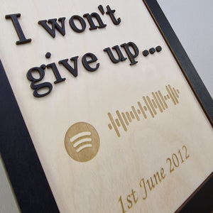 Wooden 3D Sign - Song lyrics sign - Wedding gift - Anniversary gift - Personalised Gift - Wooden sign - Spotify scan code