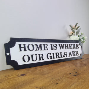 HOME IS WHERE OUR GIRLS ARE - 3D Train/Street Sign