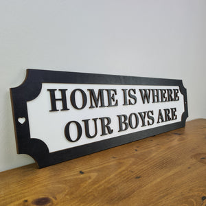 HOME IS WHERE OUR BOYS ARE - 3D Train/Street Sign