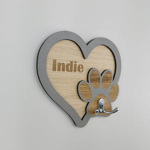 Personalised wall mounted Dog lead hook - Dog lead hanger - Dog lead holder