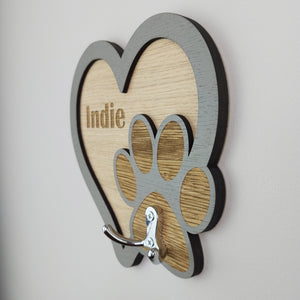 Personalised wall mounted Dog lead hook - Dog lead hanger - Dog lead holder