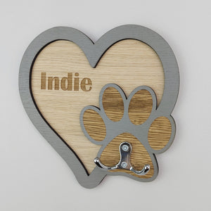 Personalised wall mounted Dog lead hook - Dog lead hanger - Dog lead holder