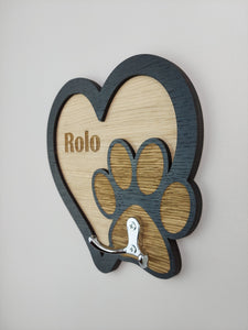 Personalised wall mounted Dog lead hook - Dog lead hanger - Dog lead holder