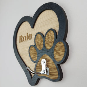 Personalised wall mounted Dog lead hook - Dog lead hanger - Dog lead holder