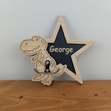 Load image into Gallery viewer, PERSONALISED Dinosaur children&#39;s door clothes hook , ANY NAME , wooden children&#39;s décor , wall hook , wall peg, dressing gown hook , towel hook, Holder