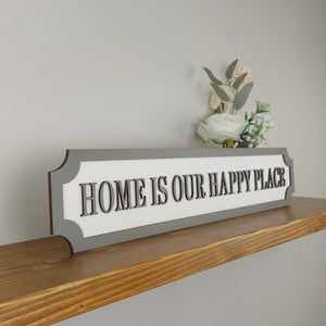 Home is our Happy place - surname 3D Train/Street Sign