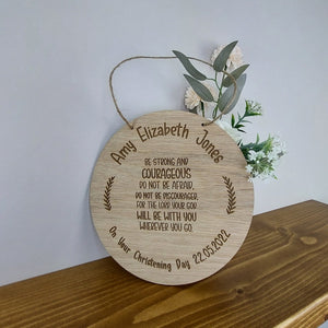 Personalised Christening Wooden Plaque Gift