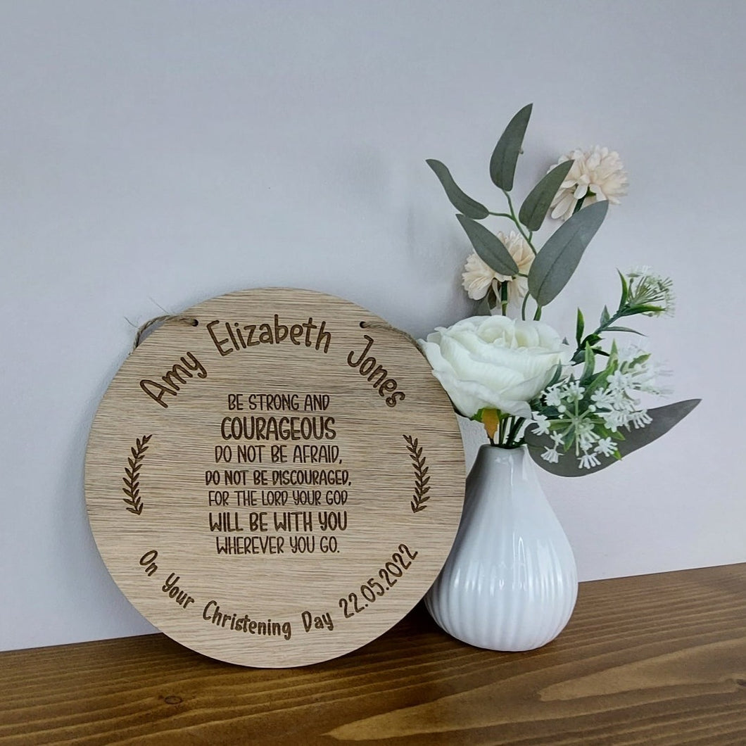 Personalised Christening Wooden Plaque Gift