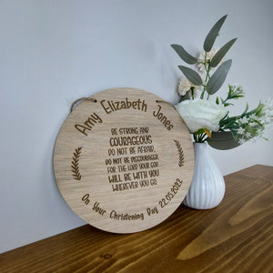 Personalised Christening Wooden Plaque Gift