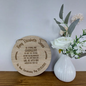 Personalised Christening Wooden Plaque Gift