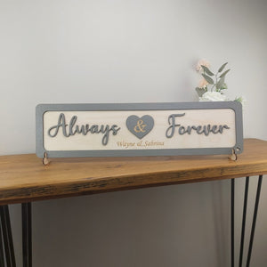 Personalised wooden sign- Always and Forever-3D-Wood Sign-Family Name Sign-Custom-Home Décor--Rustic Décor-Custom Sign