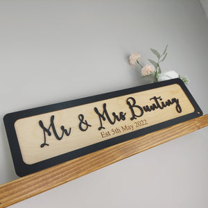 Mr & Mrs Sign  - Wooden 3D Sign - available in different colours - Gift  - Home Décor