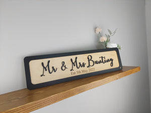Mr & Mrs Sign  - Wooden 3D Sign - available in different colours - Gift  - Home Décor