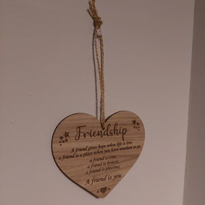Best Friend Birthday Gifts for Wife, Him, Her, Mum Women Special Friendship Quote Ornament Wooden Hanging Heart Plaque Decoration Wall Sign