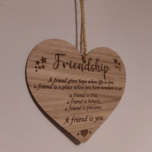 Load image into Gallery viewer, Best Friend Birthday Gifts for Wife, Him, Her, Mum Women Special Friendship Quote Ornament Wooden Hanging Heart Plaque Decoration Wall Sign