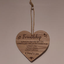 Load image into Gallery viewer, Best Friend Birthday Gifts for Wife, Him, Her, Mum Women Special Friendship Quote Ornament Wooden Hanging Heart Plaque Decoration Wall Sign